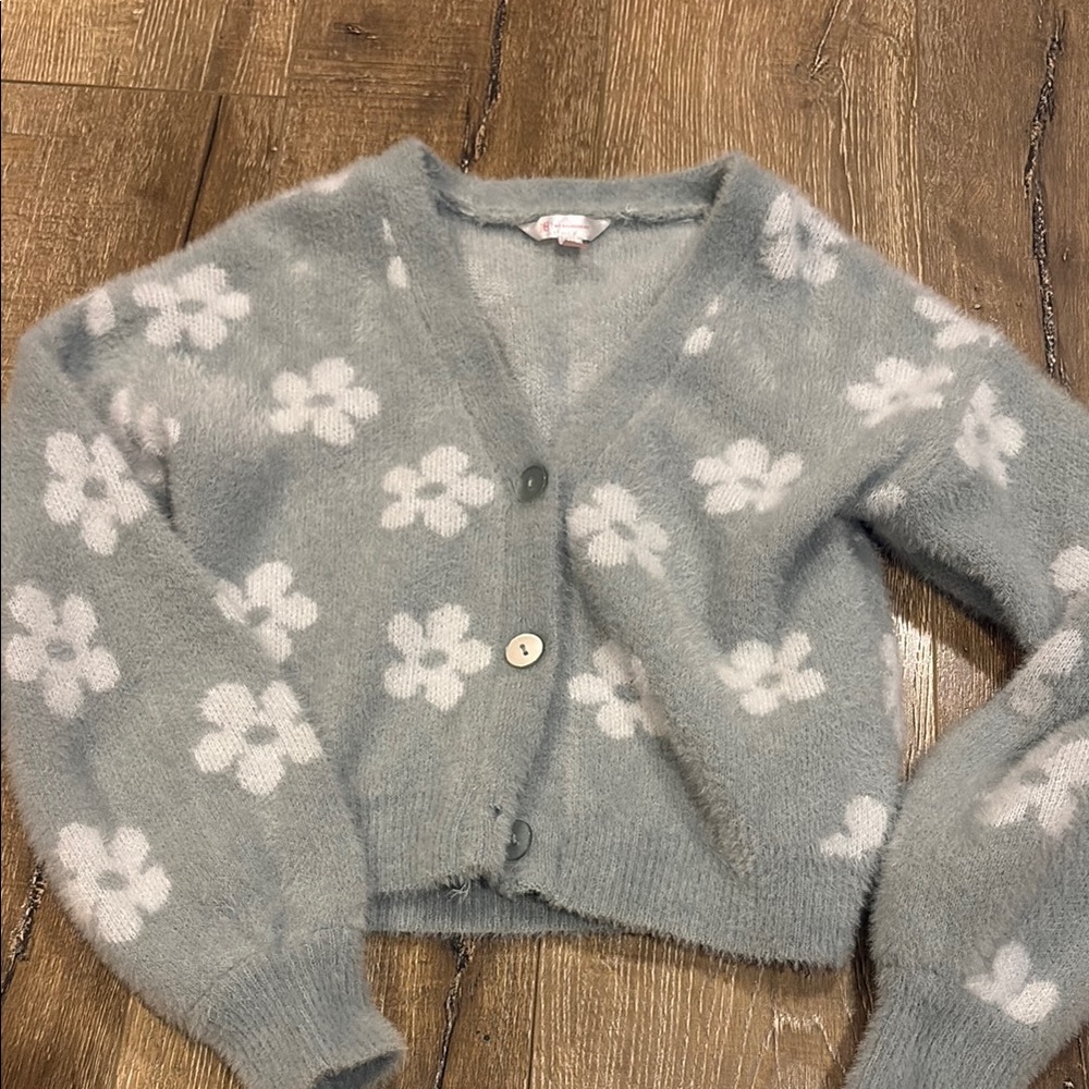 No Boundaries Sage Green and White Cardigan Sweater